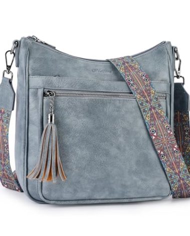 MEITRUE Crossbody Bags for Women Trendy,Vegan Leather Medium Hobo Purse with Tassel Lightweight Shoulder Handbags Multi Pockets Travel Purses Adjustable Strap Blue