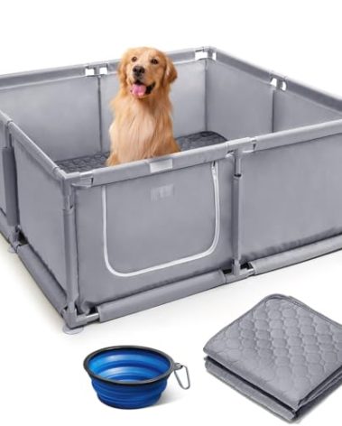 Whelping Box for Dogs and Puppies 48x48x18 inch Pet Whelping Box with Washable Pee Pads and Collapsible Dog Bowl for Medium Small Dogs