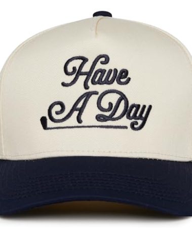 Two Tone Vintage Snapback Hat - Have a Nice Day - Navy/Beige