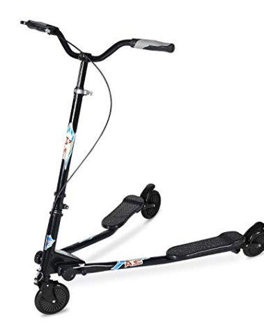 AODI Swing Wiggle Scooter, 3 Wheels Drifting Folding Kick Scooter with 4-Level Adjustable Height/Foldable for Kids/Woman/Men Age 6+ Years Old