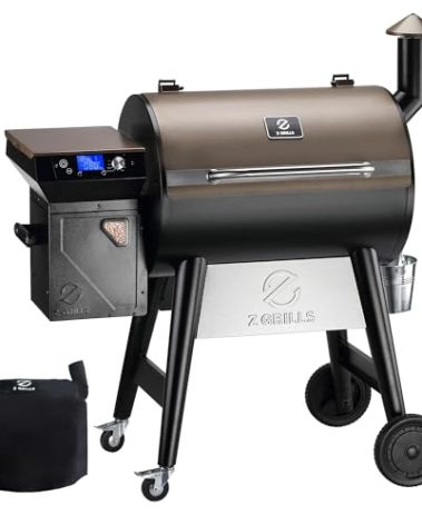 Z GRILLS Wood Pellet Grill Smoker with PID 2.1 Controller, 697 Cooking Area, Meat Probes, Rain Cover for Outdoor BBQ, 7002C