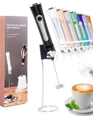 Rechargeable Milk Frother Handheld For Coffee,3 Speeds Frother Wand With Stand, Batidora De Mano Electrica,Coffee Frother With 2 Heads,Drink Mixer Electric Handheld,Kitchen Essentials(Black)