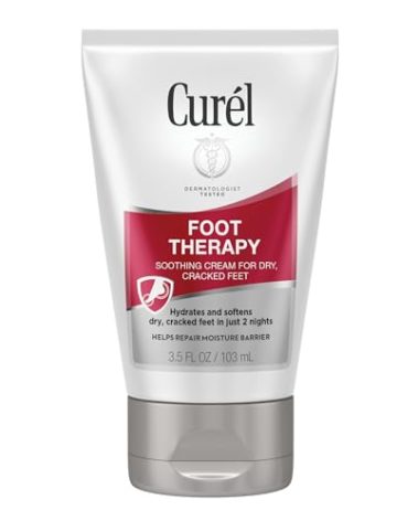 Curel Foot Therapy Cream, Soothing Lotion for Dry Cracked Feet, Quick Absorbing, with Shea Butter, Coconut Milk, and Vitamin E2, 3.5 Oz