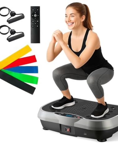 ALSO GO Vibration Plate Exercise Machine, 6 Workout Modes & 120-Level Full Body Workout Vibrating Plate for Lymphatic Drainage Weight Loss, 400lbs Capacity Shake Fitness Platform with Resistance Bands