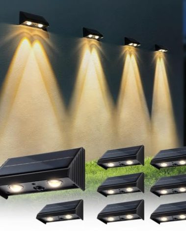 XmnSoly Solar Lights Outdoor Waterproof LED Convex Lens 3000K Warm Dusk to Dawn Solar Powered Light for Deck, Fence, Step, Railing(8 Pack)