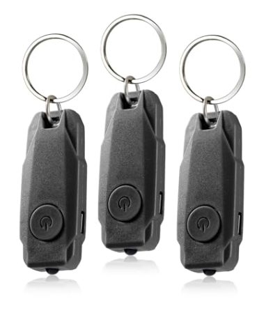 BARRYSAIL USB Rechargeable Keychain Light, 3pcs Mini LED Flashlight with Keyring, Great EDC Tool, Gift for Kids Teens (3, Black)