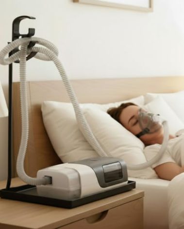 Geiserailie CPAP Hose Holder, Mask and Hose Bedside Organizer, Flexible and Bendable Bracket Prevents Tube Entanglement and Hanging Mask, Keep CPAP Supplies Neat and Tidy