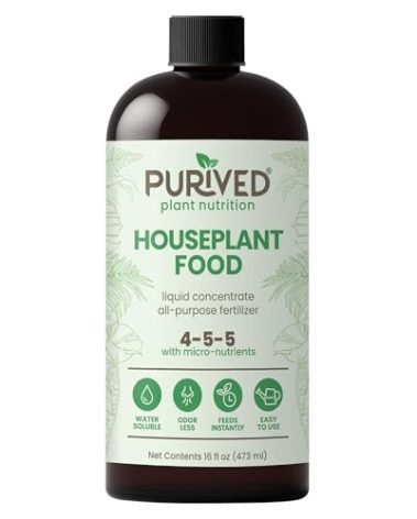 Purived 16oz All-Purpose Liquid Plant Fertilizer - Makes 50 Gallons, for Indoor Houseplants, All-Natural, Groundwater Safe, Made in USA