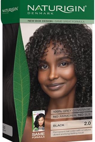 Naturigin Permanent Hair Color, 2.0 Black, Ammonia Free, 100% Gray Coverage, Nourishing Natural Formula, For All Hair Types, Long-Lasting, Vegan & Cruelty-Free, 1 Pack