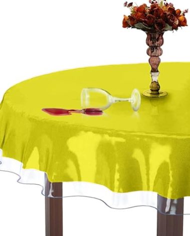 XFasten Round Plastic Table Cloth Cover 90 Inches 0.3mm Thick Waterproof Clear Plastic Tablecloth Protector, Non-Yellowing Plastic Table Cloths for Round Tables and Dining Room