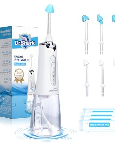 DR.SHARK Cordless Nasal Irrigation System, Electric Netting Pot for Sinus, Nose Cleaner, Sinus Cleaner Machine, 5 Modes Nasal Rinse Machine