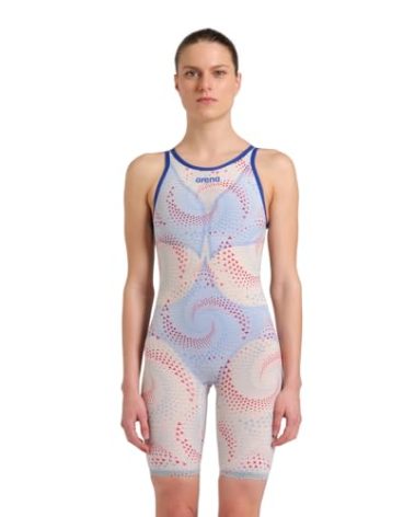 ARENA Powerskin Carbon Air2 Kneeskin Open Back Women's Racing Swimsuit Limited Edition Full Body Short Leg One Piece Athletic Tech Suit, Fireflow, US Size 26