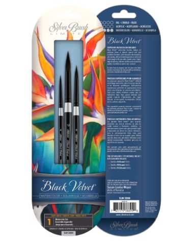 Silver Brush Limited SLM-3099 Susan Louise Moyer Basic Set, Paintbrushes for Watercolor, Gouache, Inks, & Dyes, Set of 3, Sizes 4, 8, and 12 Round Brushes, Short Handle