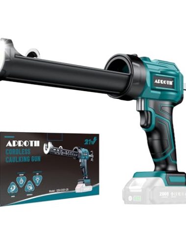 APROTII Electric Caulking Gun Compatible with Makita Battery, Cordless Caulk Gun w/ 4 Adjustable Speeds, LED Light, Drip-Free Adhesive 10OZ Caulk Gun for Filling, Sealing (No Battery) (10 oz)