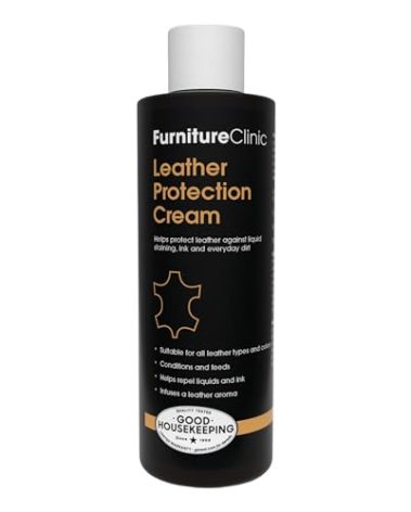 Furniture Clinic Leather Protection Cream | 2-in-1 Leather Conditioner & Waterproofing Protector for Furniture, Shoes, Car Seats & More | Prevent Stains While Nourishing | 8.5oz/ 250ml