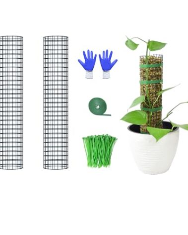 HOLANHING 2 Pack Metal Moss Pole,15" Moss Poles for Plants Monstera, Stackable Sphagnum Moss Pole for Plants,Plant Poles for Climbing Plants Work with Sphagnum Moss(2 Pack 15")