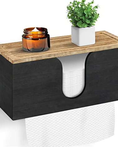 Solid Wood Paper Towel Dispenser Wall Mounted, Folded Paper Towel Holder with Lid, Commercial C-Fold, Z-Fold, Trifold Hand Paper Towel Holder Dispenser for Bathroom Kitchen Office