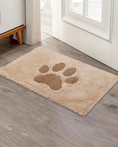 Oiilores Door Mat Indoor Super Absorbent Microfiber Washable Pet Rug, Low-Profile Entryway Rug with Non-Slip Backing, Dirty Trapper Inside Entrance Doormat for Shoes, 16" x 24", Biege