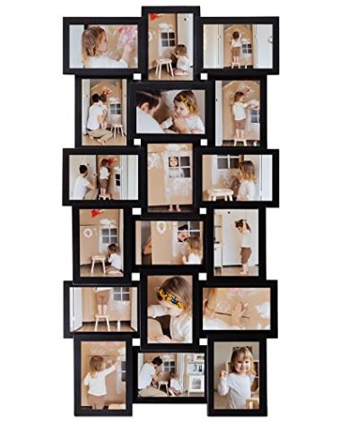 HELLO LAURA - Photos Collage Frame for Wall 18 Opening Picture Frames in 4x6 Inch Photo Frames Collage for Wall Decor for Family Friends Gifts for Home Living Room - Classic Black