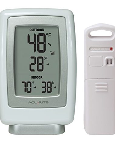 AcuRite 00611 Indoor Outdoor Thermometer with Wireless Temperature Sensor & Hygrometer White Small