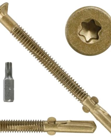 FMhotu #14 x 3-1/4" Trailer Deck Screws, Self-Tapping Sheet Wood Metal Screw, 161Pcs T25 Star Bits Reamer Tek Screws for Trailers, for Attaching Wood to Steel