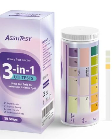 AssuTest UTI Test Strips - 3-in-1 Advanced Urinary Tract Infection Home for Women Men Kids Detection with Accurate Leukocytes, Nitrite, and PH Readings, Simple at-Home Urine Test Strips, 50ct