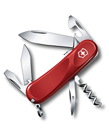 Victorinox Evolution S101 Swiss Army Knife, 12 Function Swiss Made Pocket Knife with 2 Blades, Corkscrew and Bottle Opener - Red