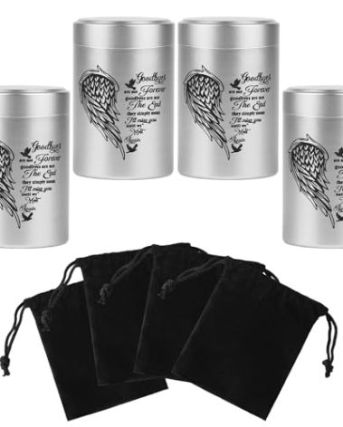 Small Urns for Human Ashes Set of 4, Mini Cremation Urn for Ashes Up to 7 Cubic Inches, Memorial Sharing Keepsake Urns Alumnium Ashes Holder, Silver