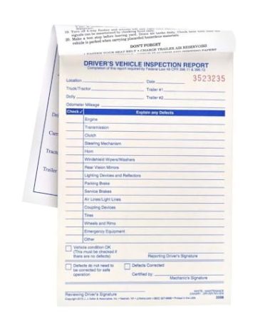 Simplified Driver's Vehicle Inspection Report 10-pk. - Book Format with 31 Sets, 2-Ply Carbonless, 5.5" x 8.125", Meet FMCSR Requirements, J. J. Keller & Associates, Inc.
