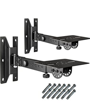BIGalleons SPS-508 Speaker Wall Mount Stand, Rotatable Angle, Adjustable Swivel Tilt Speaker Mount Bracket, Home Surround Sound System 100 lbs Capacity (2 Packs, Black)