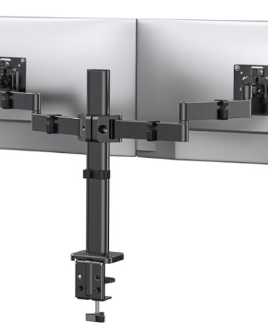 ErGear Dual Monitor Stand for 17-32 inch, Dual Monitor Mount with Adjustable Tilt, Swivel, Rotation, Tiered Arms for Extra Height, Supports 22 lbs per Arm