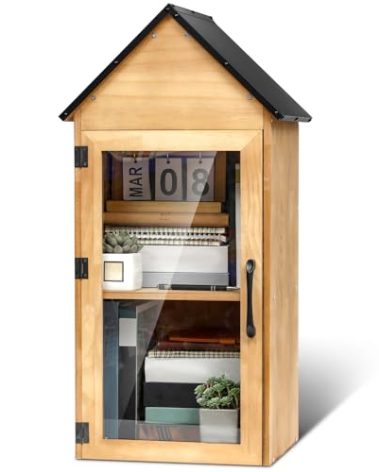Wonderjune Outdoor Little Library Box,2-Tier Little Library for Neighborhoods Community School,Wood Book Storage for Literature Exchange,Halloween DIY Decor, Sharing Books, Literature and Newspapers