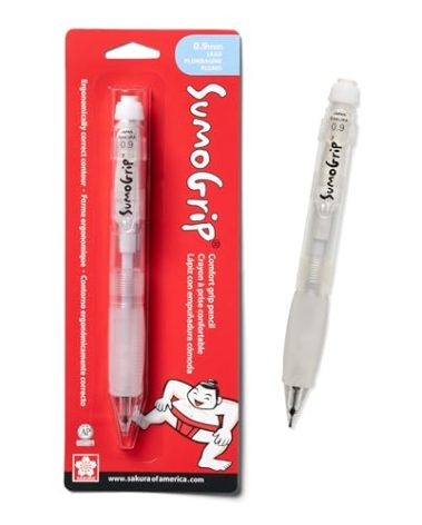 SAKURA 50280 SumoGrip 0.9-mm Pencil with Eraser, Clear