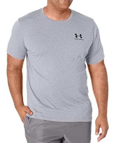 Under Armour Men's Sportstyle Left Chest Short-Sleeve T-Shirt , Steel Light Heather (036)/Black , 3X-Large Tall