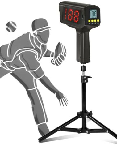 WEEPALM Baseball Radar Gun - Accurate Speed Sensors Baseball Speed Training Equipment with LED+LCD Dual Display,Handheld or Hand Free Speed Radar Gun for All Baseball Players| with Tripod