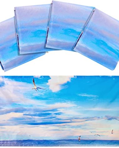 Hortsun 4 Pack Fluorescent Light Covers 4 x 2 Feet Magnetic Light Cover for Drop Ceiling, Fluorescent Ceiling Shade Filters for Office Classroom Home Hospital Decor(Beach)