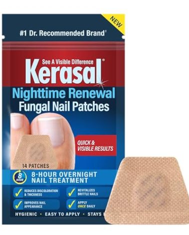 Kerasal Nighttime Renewal Fungal Nail Patches - 14 Patch - Overnight Repair for Nail Fungus Damage, 8-Hour Treatment Restores Healthy Appearance (Packaging May Vary)