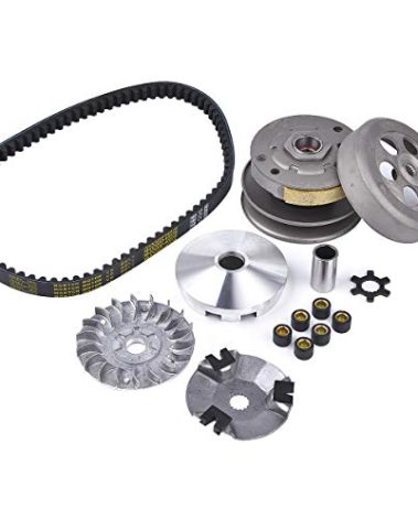 Transmission Rebuild Kit - Replacement Clutch Kit Compatible with Sportsman ATV, Predator, Scrambler, 50CC 90CC 2 Stroke ATV Part - Includes Clutch & Variator Assembly, Drive Belt & Roller Weights