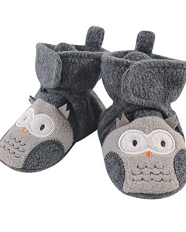 Hudson Baby Unisex-Baby Cozy Fleece Booties Winter Accessory Set, Gray Owl, 18-24 Months