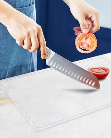 Acrylic Cutting Board with Juice Groove, Clear Cutting Board with Counter Lip, Cutting Boards for Countertop Protector, Non-Slip Dough Mat, Kitchen Decor Gadgets House Warming Gifts(20"x16")