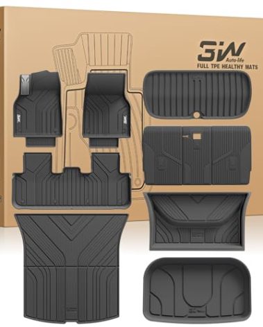 3W Tesla New Model Y Juniper Floor Mats and Cargo Liners, TPE Full Set Floor Liner for New Model Y 2025 2026, Cargo Mats and Seat Back Cover Protector, VigorMold, Car Mats for Tesla Accseeories, Black