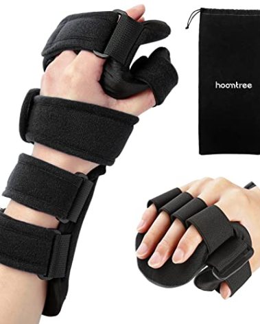 HOOMTREE Stroke Resting Hand Splint Right&Left Resting Hand Splint with Finger Separator Functional Night Immobilizer Wrist Finger Brace for Carpel Tunnel Pain,Sprain Fracture,Tendonitis (Left,Black)
