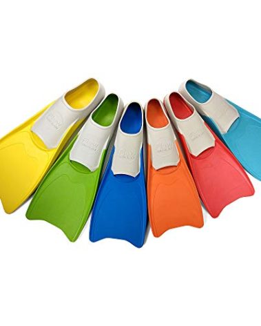 Flow Premium Rubber Long Fins for Swim and Lap Training - Youth Sizes for Kids, Young Men, and Women (XXS 1-3 (Orange))