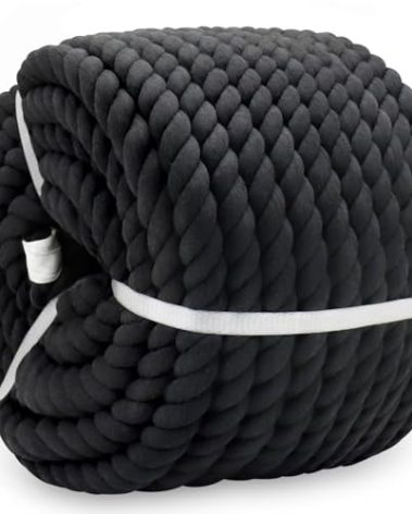 BONSINY Natural Black Rope 1 Inch x 100 Feet - Strong Thick Cotton Rope for Swing Hanging DIY Projects Tug of War