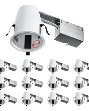 ANYHOME 12 Pack 4 Inch Recessed Lighting Housing Remodel,Can Light Housing,IC Rated & Air Tight,E26 Connector,ETL Listed