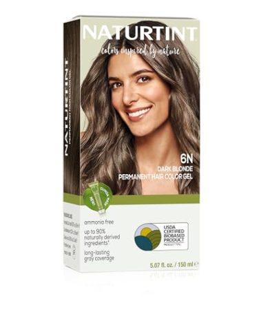 Naturtint 6N Dark Blonde Permanent Hair Color (Pack of 1), Ammonia Free, Vegan, Cruelty Free, up to 100% Gray Coverage, Long Lasting Results (Packaging may vary)