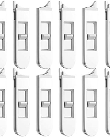 12 Pieces Window Latch Replacement Snap in Window Locks Vinyl Spring Loaded Parts and Hardware White Plastic Sliding Latch for Home Accessories (12 Pieces)