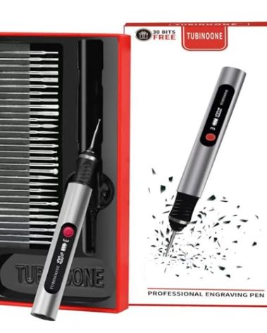 TUBINOONE Engraving Pen, Ultimate Cordless Portable Tool for Artists & DIYers - Engrave 50+ Surfaces - Beginner Friendly - Rechargeable - Free 30 Bits & Mastery Guide & Stencils (Silver)