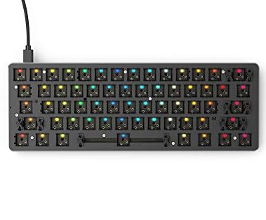 Glorious Custom Gaming Keyboard - GMMK 60% Percent Compact Barebone - USB C Wired Mechanical Keyboard Kit - RGB Hot Swappable Switches & Keycaps - Black Metal Top Plate