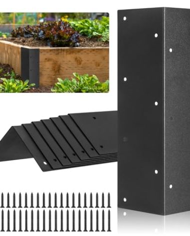 Set of 8 Raised Garden Bed Corner Brackets with Wood Screws for 20"-24" Bed, Rust Resistant Raised Bed Corners Metal Connectors 11" x 3" x 3" for Vegetable Planter Garden